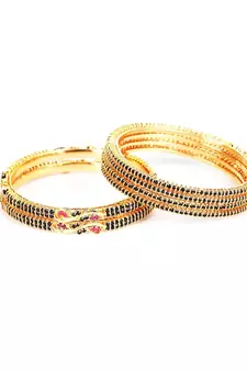 Gold Plated Stone Studded Set of Six Bangles