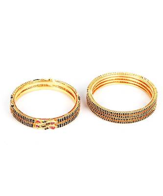 Gold Plated Stone Studded Set of Six Bangles 6