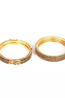 Gold Plated Stone Studded Set of Six Bangles
