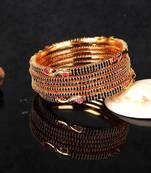 Gold Plated Stone Studded Set of Six Bangles