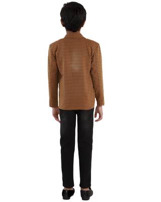Brown plain cotton silk boys-suit 2