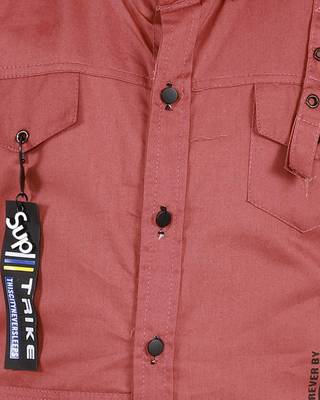 Red plain cotton silk boys-suit 4