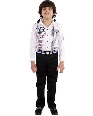 White plain cotton silk boys-suit 1