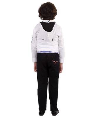White plain cotton silk boys-suit 2