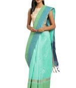 Salwar Studio Women's Green Two Side Border Casual  Saree With Blouse