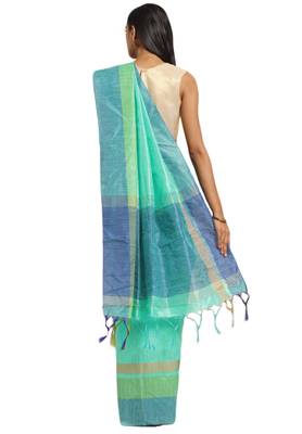 Salwar Studio Women's Green Two Side Border Casual  Saree With Blouse 2