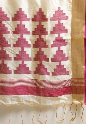 Salwar Studio Women's Beige & Purple One Side Border Office Wear Saree With Blouse 4