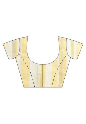 Salwar Studio Women's Beige & Yellow One Side Border Casual  Saree With Blouse 5