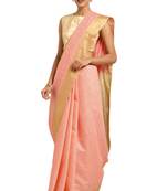 Salwar Studio Women's Peach Zari Butti Party Wear Saree With Blouse