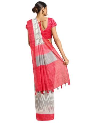 Salwar Studio Women's White & Grey Printed Office Wear Saree With Blouse 2