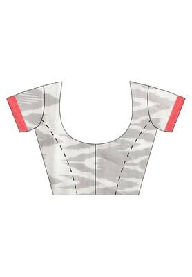 Salwar Studio Women's White & Grey Printed Office Wear Saree With Blouse 5