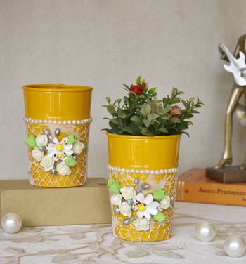 Yellow Planter cum Vase 1