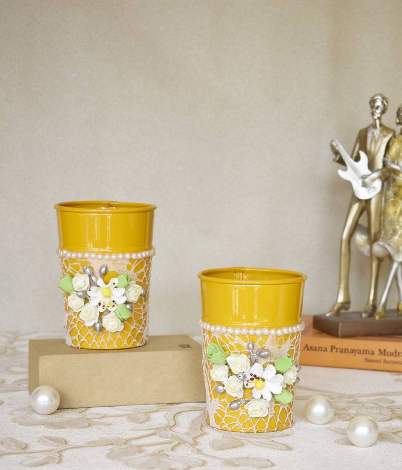 Yellow Planter cum Vase