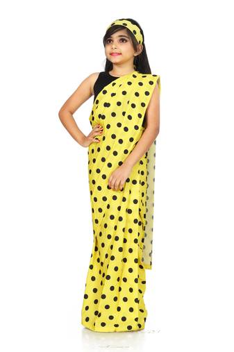 Kids Readymade Yellow Saree With Blouse For Girls 