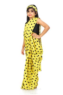 Kids Readymade Yellow Saree With Blouse For Girls  2