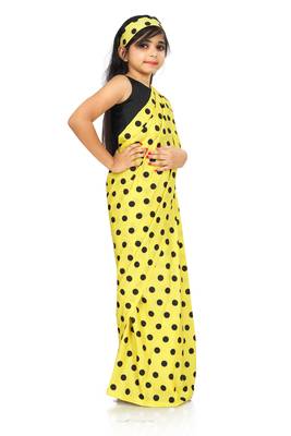 Kids Readymade Yellow Saree With Blouse For Girls  3
