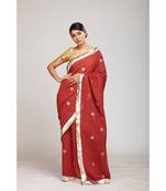 maroon jute sarees