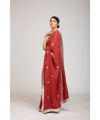 maroon jute sarees 3