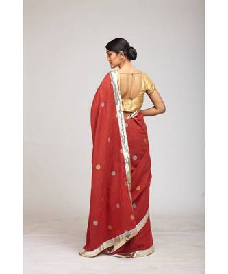 maroon jute sarees 4