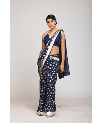 blue georgette sarees 1