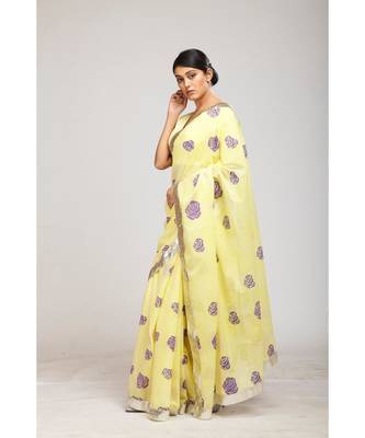 lemon cotton sarees 2