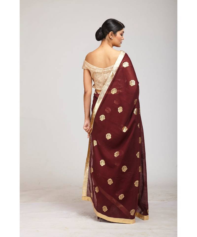 wine cotton sarees