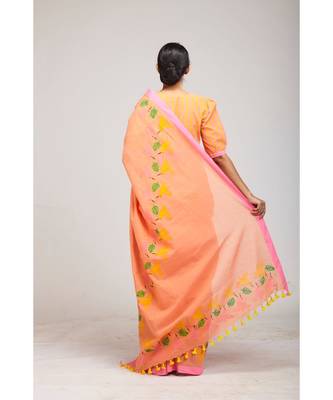 peach cotton sarees 4