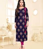 Blue printed rayon ethnic-kurtis