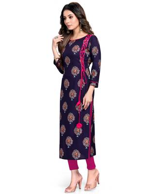 Blue printed rayon ethnic-kurtis 3