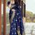 Blue woven banarasi silk saree with blouse