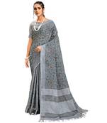Pure Linen Ebroidery Saree