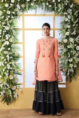 Peach embroidered cotton salwar 1