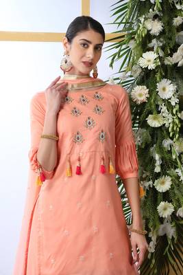 Peach embroidered cotton salwar 3