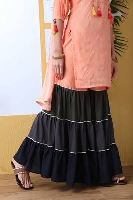 Peach embroidered cotton salwar 4