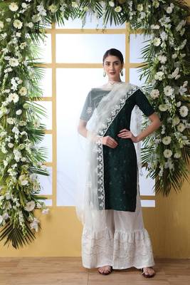 Green embroidered cotton salwar 1