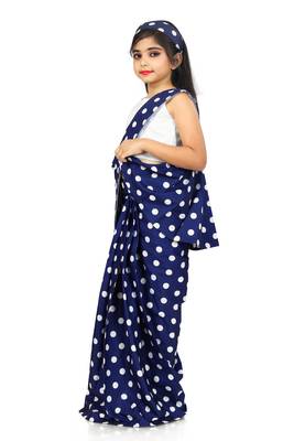Girls Blue Readymade Saree With White Blouse For Wedding Wear  2