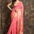 Dark baby pink woven silk blend saree with blouse
