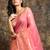 Dark baby pink woven silk blend saree with blouse