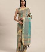   Green Printed Cotton Silk Saree With Blouse