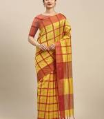   yellow printed cotton saree with blouse