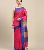 pink printed cotton saree with blouse