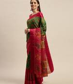 Rajnandini Green Printed Silk Blend Saree With Blouse