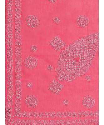 Ada Hand Embroidered Magenta Cotton Lucknow Chikan Women Saree With Blouse - A311183 3