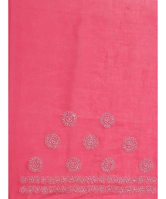Ada Hand Embroidered Magenta Cotton Lucknow Chikan Women Saree With Blouse - A311183 5
