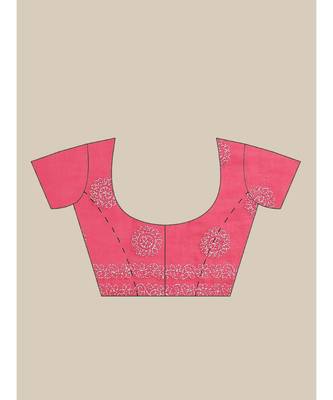 Ada Hand Embroidered Magenta Cotton Lucknow Chikan Women Saree With Blouse - A311183 6