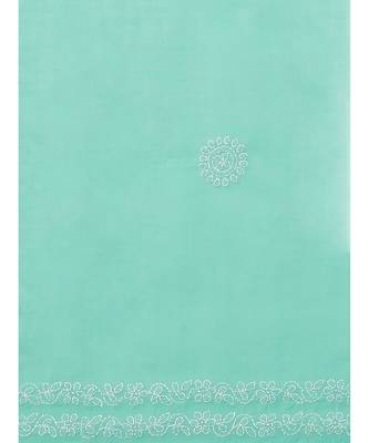 Ada Hand Embroidered Sea Green Cotton Lucknow Chikan Women Saree With Blouse - A311143 4
