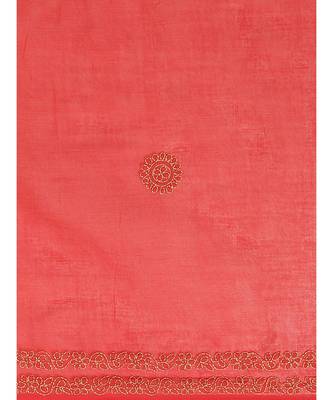 Ada Hand Embroidered Red Cotton Chikan Women Saree With Blouse - A311139 4