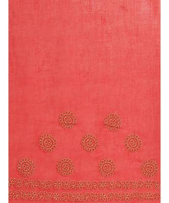 Ada Hand Embroidered Red Cotton Chikan Women Saree With Blouse - A311139 5