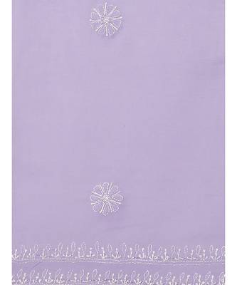 Ada Hand Embroidered Lavender Cotton Lucknow Chikan Saree With Blouse-A311249 4