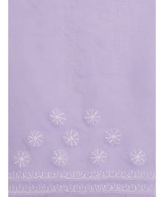 Ada Hand Embroidered Lavender Cotton Lucknow Chikan Saree With Blouse-A311249 5